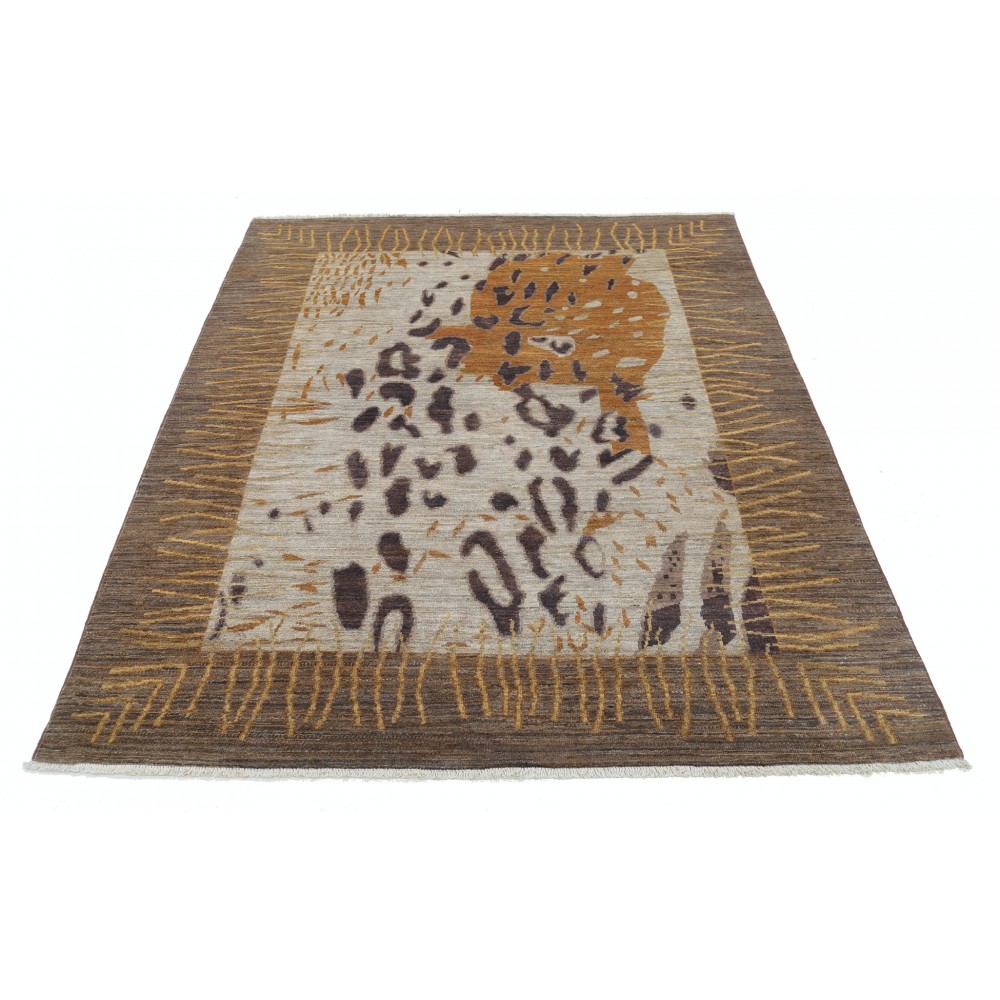 Hand Knotted Brown, Beige and Mustard Wool Area Rug | Abstract Design Carpet Hand Knotted Brown, Beige and Mustard Wool Area Rug | Abstract Design Carpet