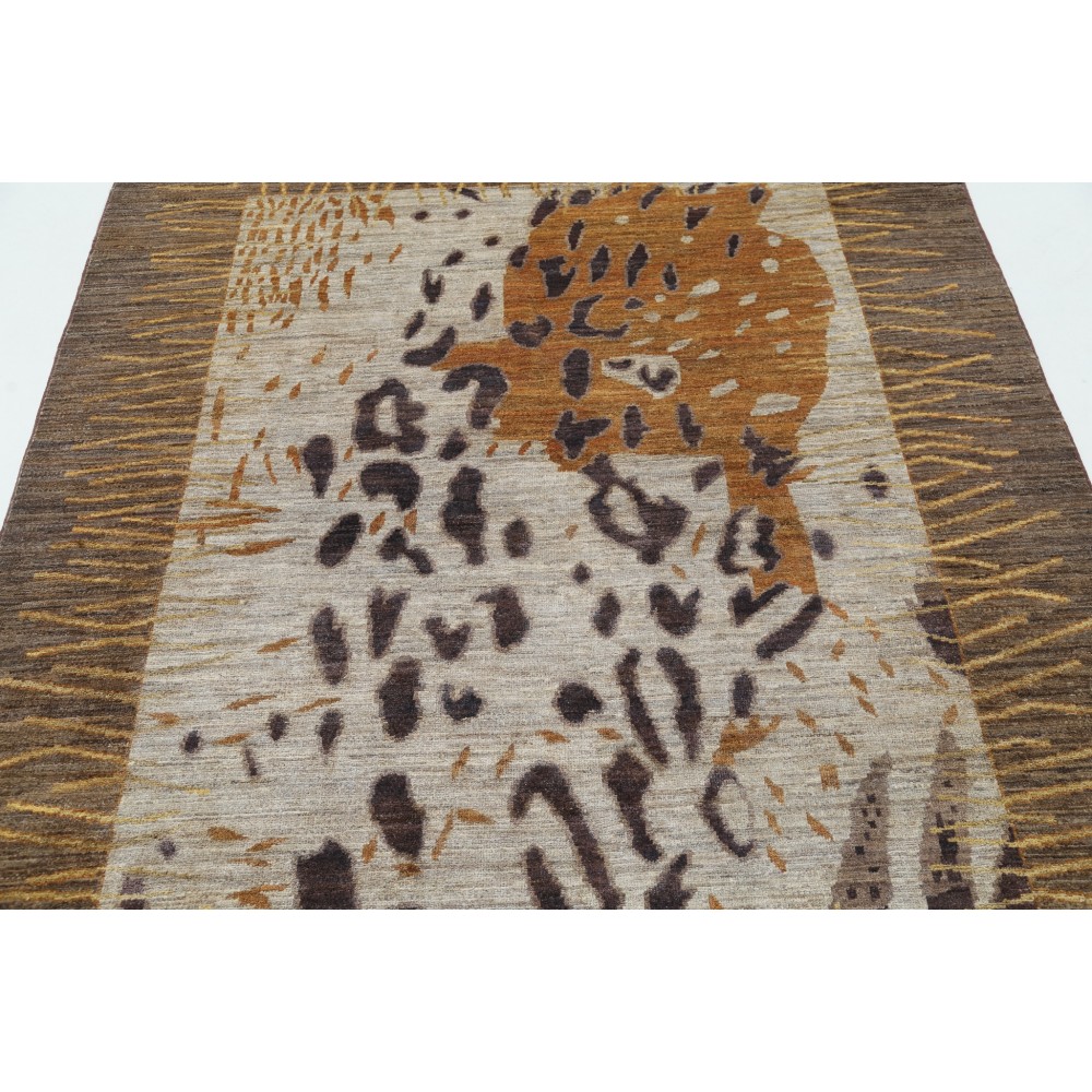 Hand Knotted Brown, Beige and Mustard Wool Area Rug | Abstract Design Carpet Hand Knotted Brown, Beige and Mustard Wool Area Rug | Abstract Design Carpet