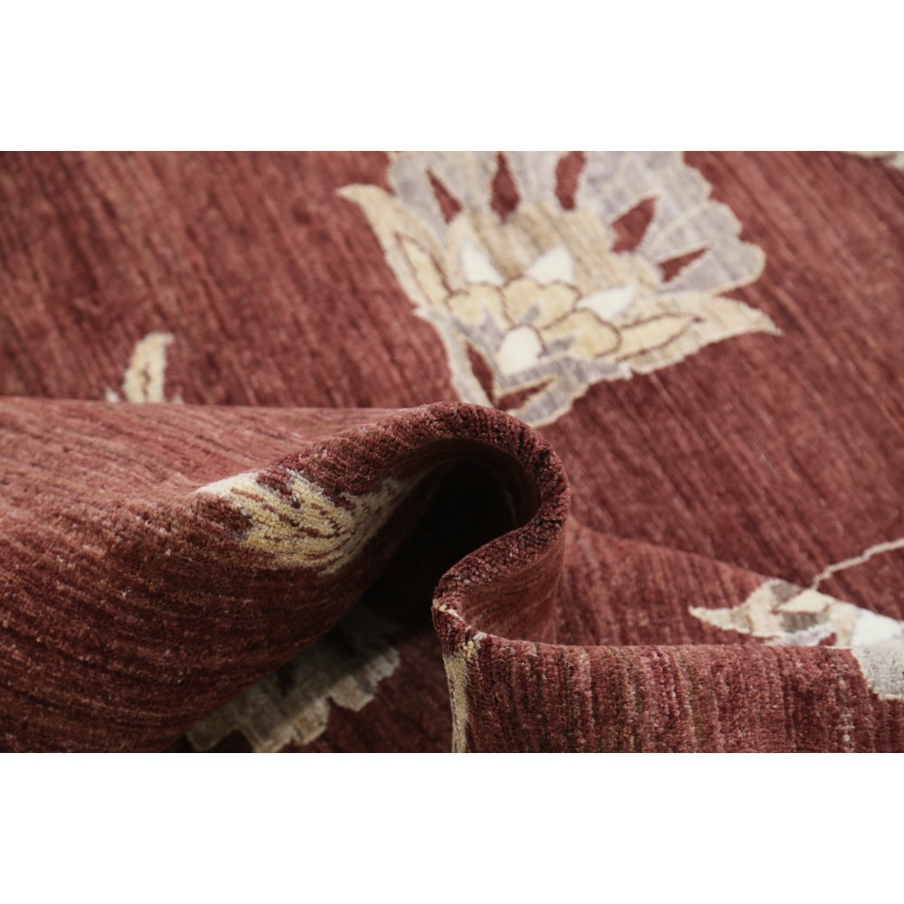 Hand Knotted Red and Beige Wool Oversize Rug | Turkish Floral Vine Design Carpet
