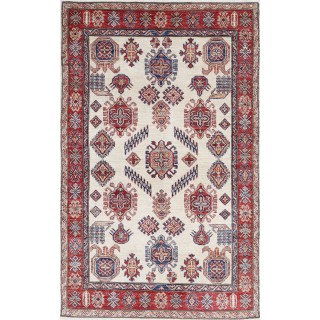 Hand Knotted Floral Beige Rug | Tribal Accent Rug for Entryway | New Condition | 100% Wool