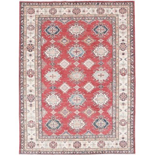 Hand Knotted Turkish Wool Area Rug | Red Bedroom and Dining Room Rug