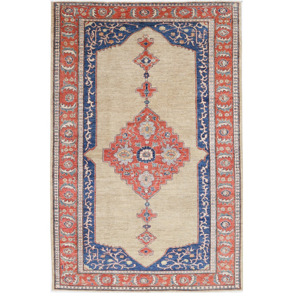 Hand Knotted Wool Area Rug | Medallion Design Large Carpet for Bedroom and Dining Room Hand Knotted Wool Area Rug | Medallion Design Large Carpet for Bedroom and Dining Room