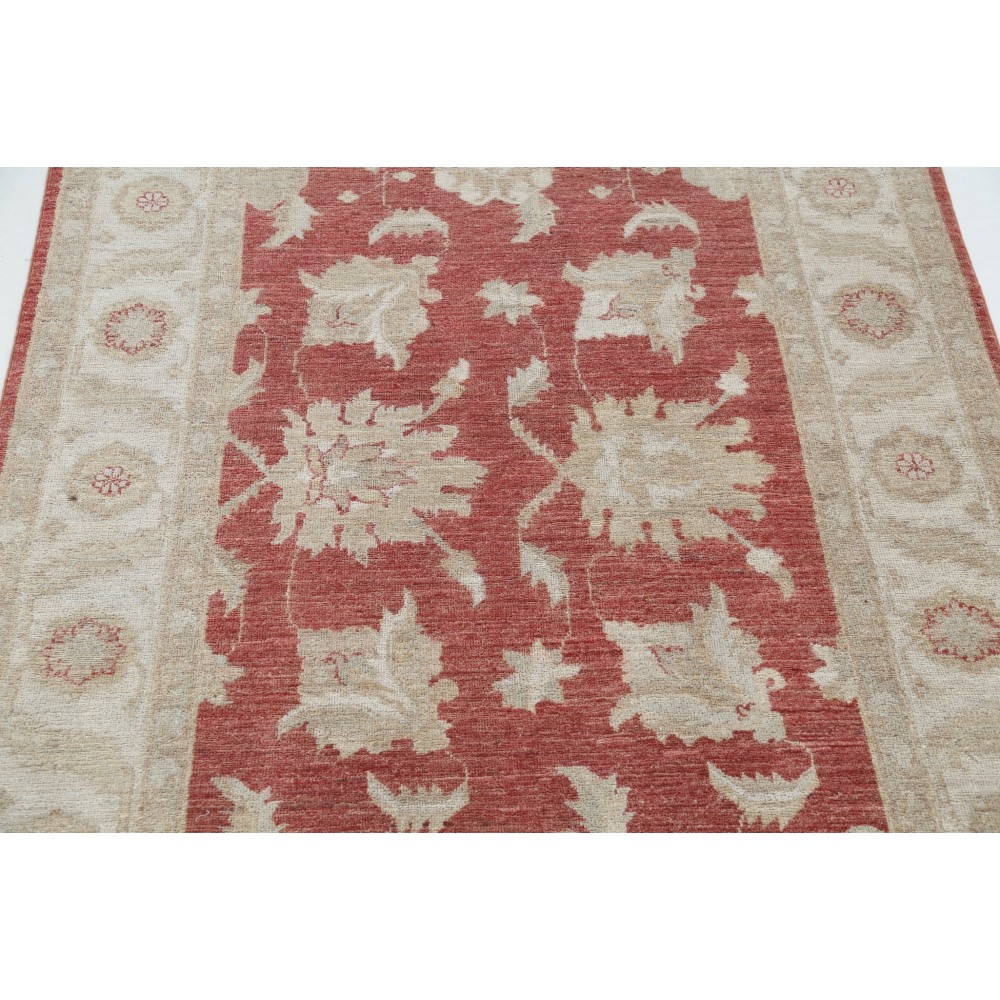 Decorative Hand Knotted Floral Turkish Area Rug with Red Field and Ivory Border | 100% Wool Decorative Hand Knotted Floral Turkish Area Rug with Red Field and Ivory Border | 100% Wool
