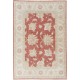 Decorative Hand Knotted Floral Turkish Area Rug with Red Field and Ivory Border | 100% Wool Decorative Hand Knotted Floral Turkish Area Rug with Red Field and Ivory Border | 100% Wool