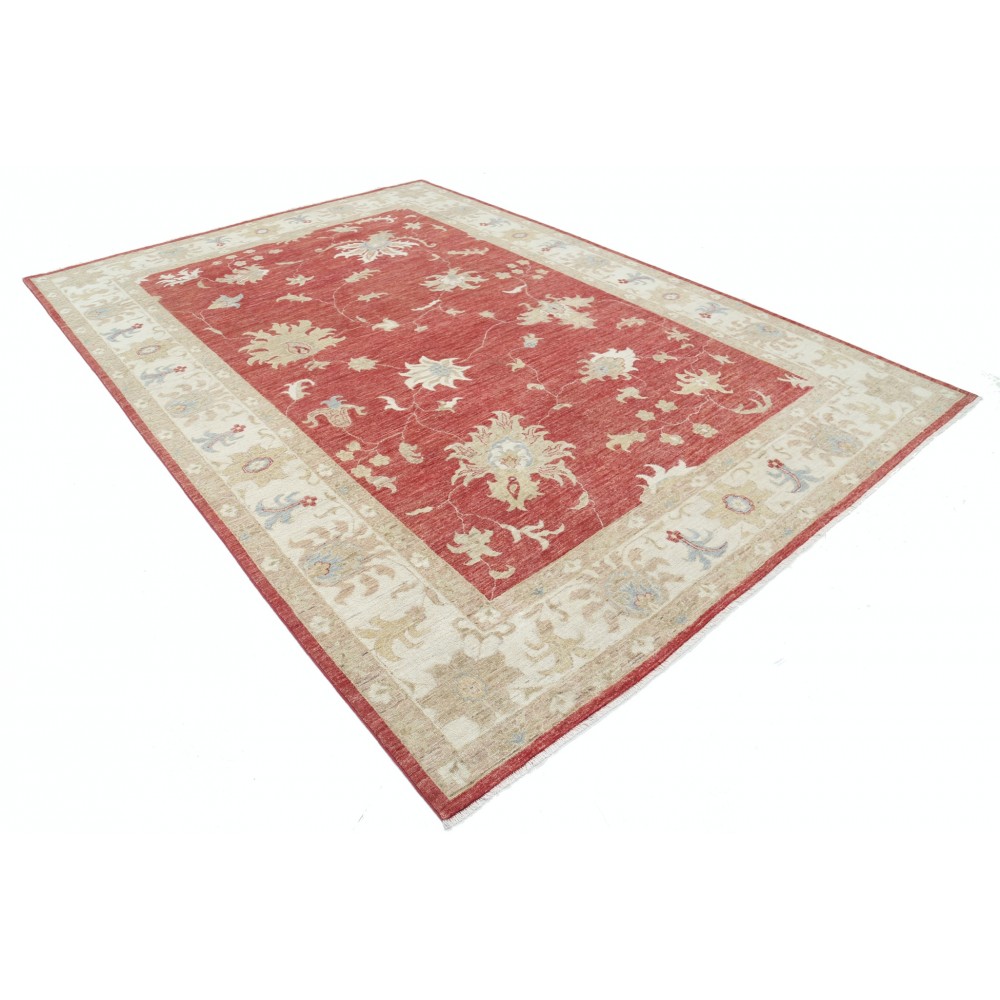 Hand Knotted Floral Large Area Rug with Red Field and Ivory Border | Traditional Oushak Wool Carpet Hand Knotted Floral Large Area Rug with Red Field and Ivory Border | Traditional Oushak Wool Carpet
