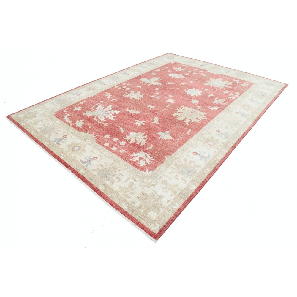 Hand Knotted Floral Large Area Rug with Red Field and Ivory Border | Traditional Oushak Wool Carpet Hand Knotted Floral Large Area Rug with Red Field and Ivory Border | Traditional Oushak Wool Carpet
