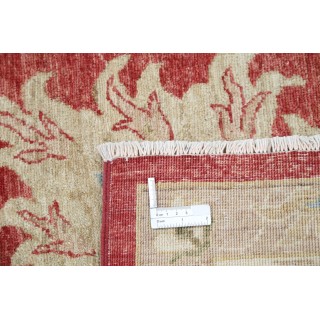 Hand Knotted Floral Large Area Rug with Red Field and Ivory Border | Traditional Oushak Wool Carpet