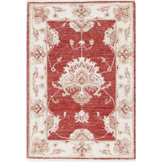 Hand Knotted Red, Beige Wool Area Rug | Traditional Floral Pattern Accent Rug