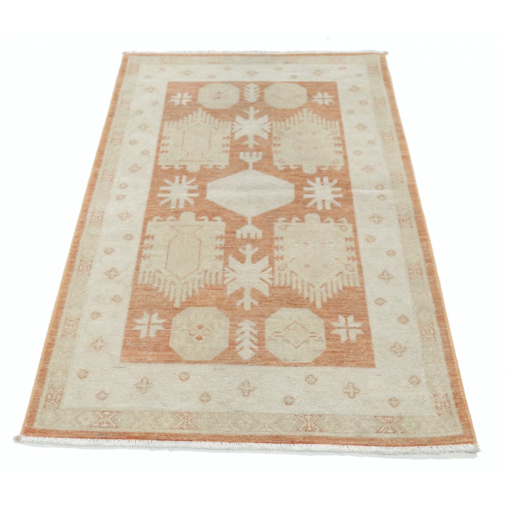 Hand Knotted Beige, Red Wool Area Rug | Turkish Tribal Motif Accent Rug Hand Knotted Beige, Red Wool Area Rug | Turkish Tribal Motif Accent Rug