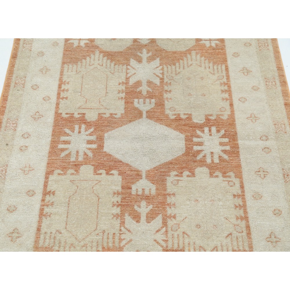 Hand Knotted Beige, Red Wool Area Rug | Turkish Tribal Motif Accent Rug Hand Knotted Beige, Red Wool Area Rug | Turkish Tribal Motif Accent Rug