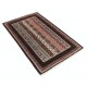 Colorful Hand Knotted Oushak Style Wool Area Rug | Turkish Stripe Motif Accent Rug Colorful Hand Knotted Oushak Style Wool Area Rug | Turkish Stripe Motif Accent Rug