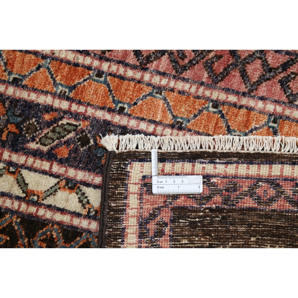 Colorful Hand Knotted Oushak Style Wool Area Rug | Turkish Stripe Motif Accent Rug Colorful Hand Knotted Oushak Style Wool Area Rug | Turkish Stripe Motif Accent Rug