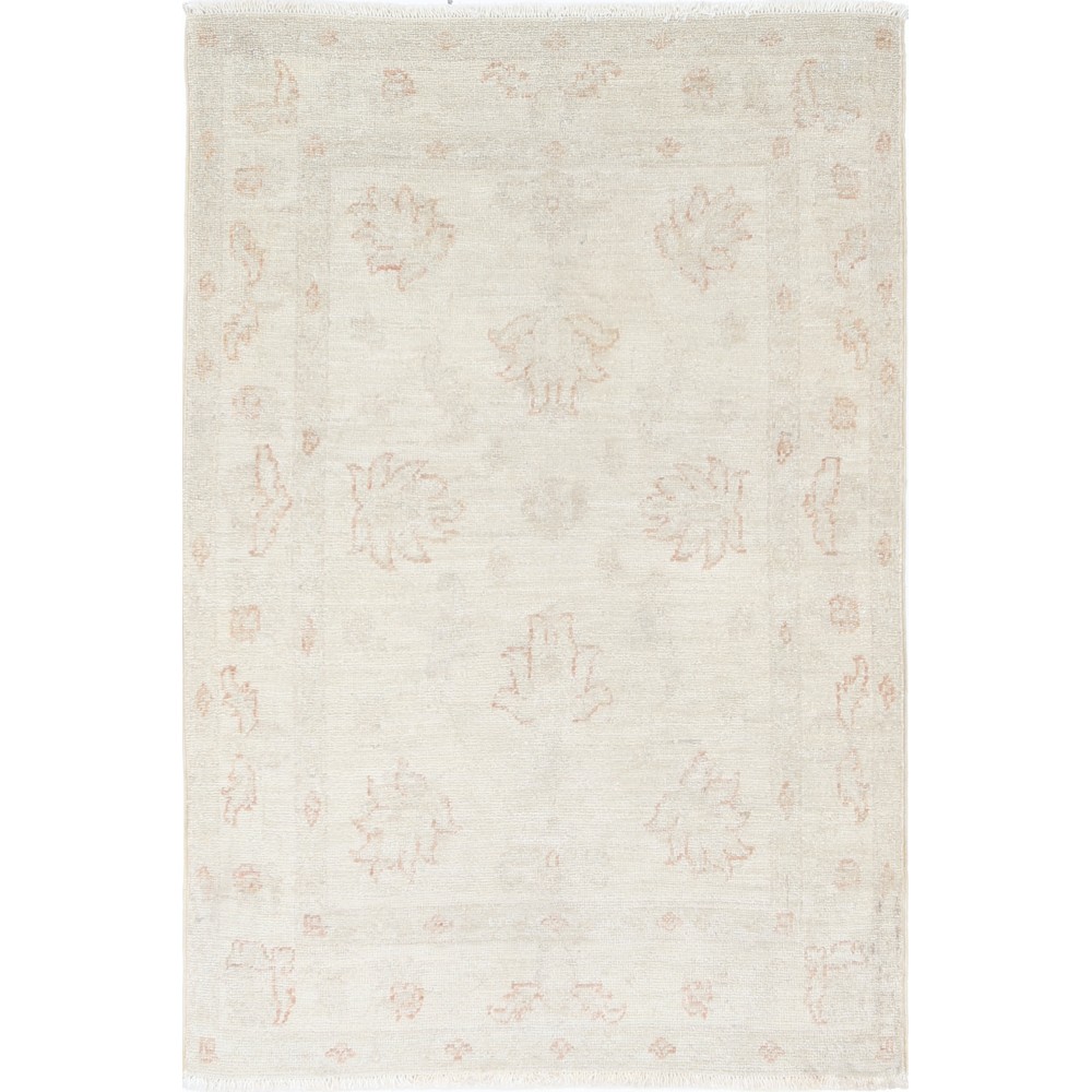 Handknotted Oushak Rug | Beige Turkish Accent Rug with All-Over Floral Design | 100% Wool Handknotted Oushak Rug | Beige Turkish Accent Rug with All-Over Floral Design | 100% Wool