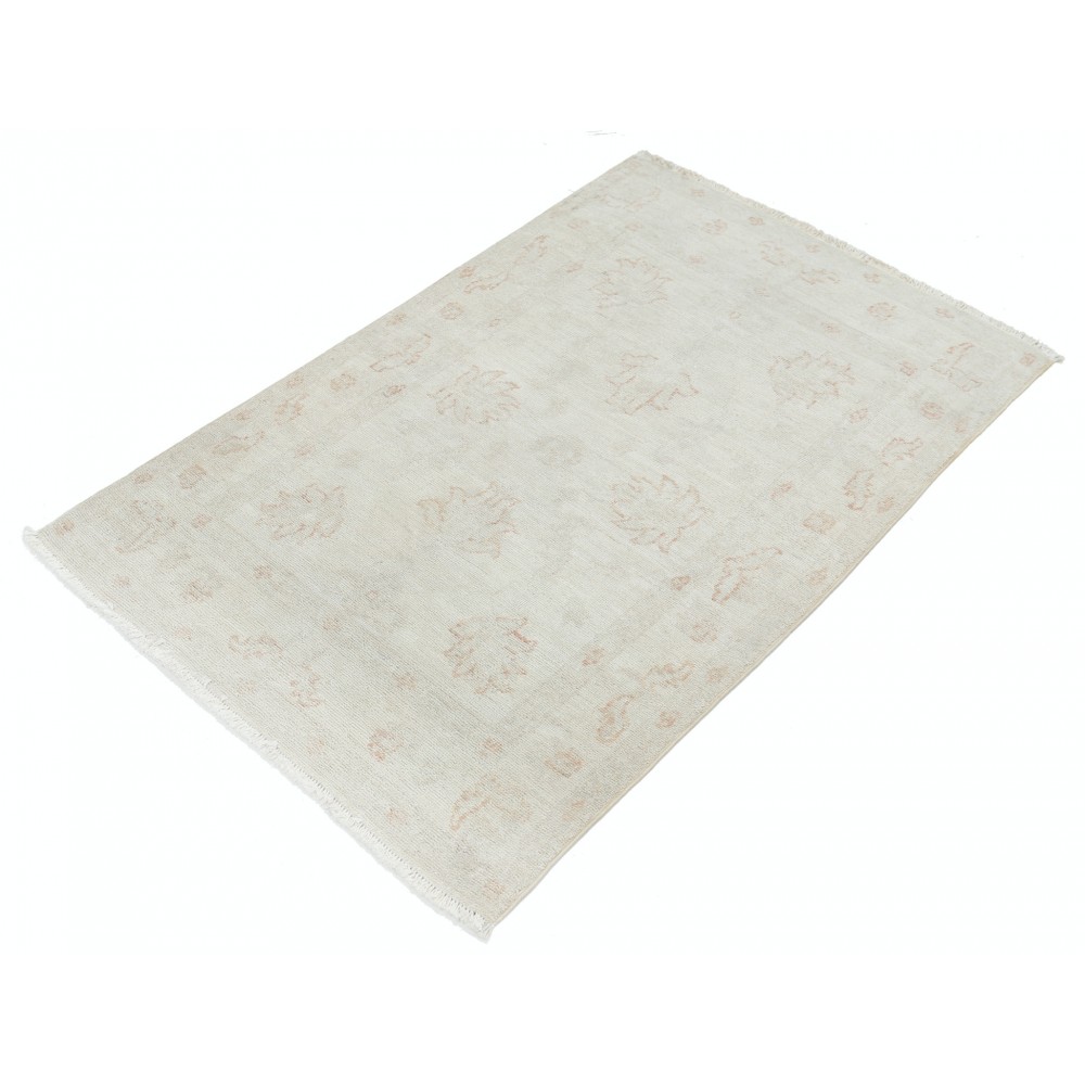 Handknotted Oushak Rug | Beige Turkish Accent Rug with All-Over Floral Design | 100% Wool Handknotted Oushak Rug | Beige Turkish Accent Rug with All-Over Floral Design | 100% Wool