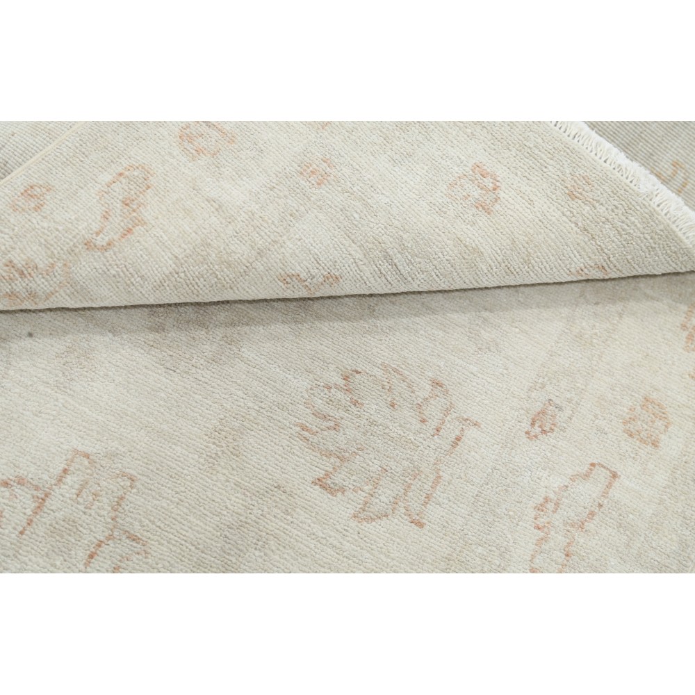 Handknotted Oushak Rug | Beige Turkish Accent Rug with All-Over Floral Design | 100% Wool Handknotted Oushak Rug | Beige Turkish Accent Rug with All-Over Floral Design | 100% Wool