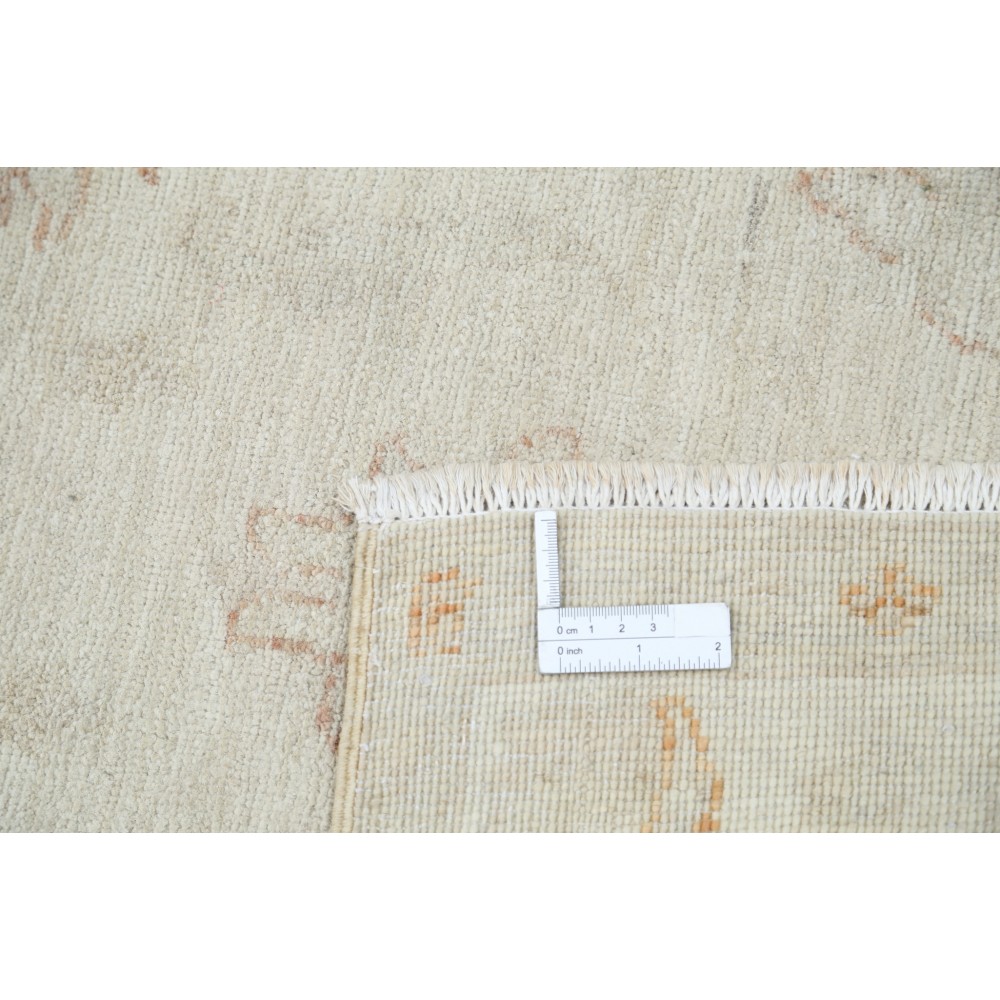 Handknotted Oushak Rug | Beige Turkish Accent Rug with All-Over Floral Design | 100% Wool Handknotted Oushak Rug | Beige Turkish Accent Rug with All-Over Floral Design | 100% Wool