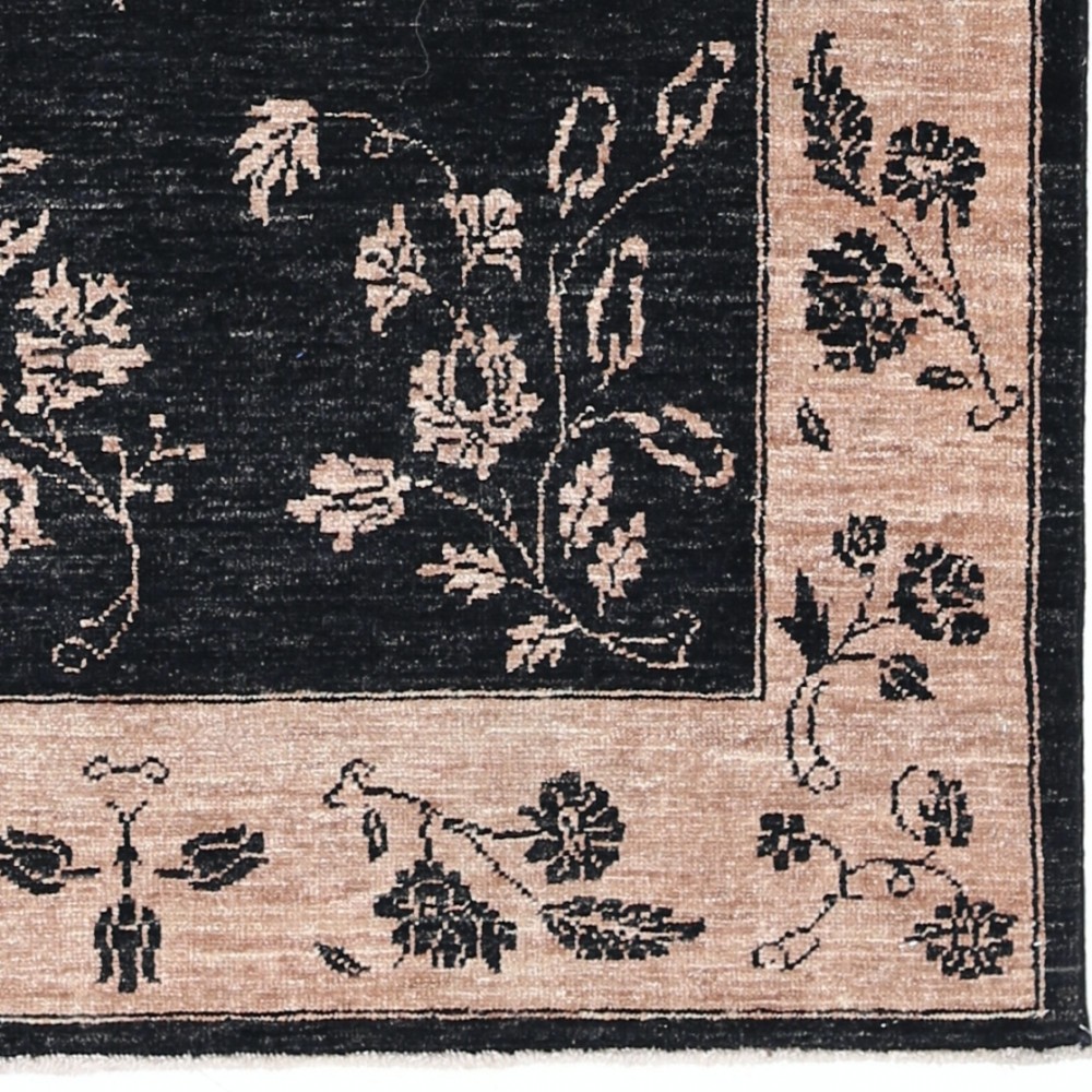Hand Knotted Black, Blush Wool Area Rug | Turkish Floral Motif Accent Rug Hand Knotted Black, Blush Wool Area Rug | Turkish Floral Motif Accent Rug