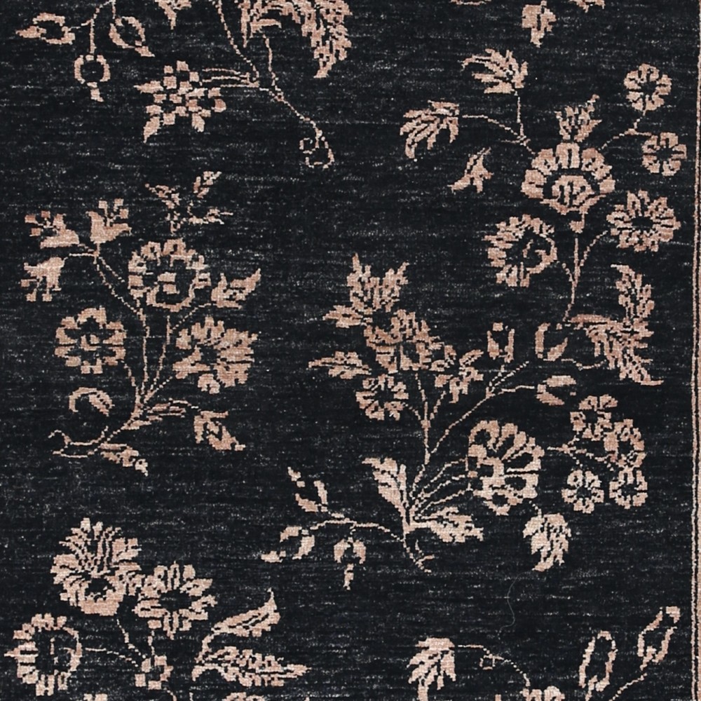 Hand Knotted Black, Blush Wool Area Rug | Turkish Floral Motif Accent Rug Hand Knotted Black, Blush Wool Area Rug | Turkish Floral Motif Accent Rug