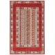 Hand Knotted Red, Ivory, Navy Blue, Orange Wool Area Rug | Tribal style Turkish Geometric Motif Accent Rug Hand Knotted Red, Ivory, Navy Blue, Orange Wool Area Rug | Tribal style Turkish Geometric Motif Accent Rug