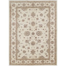 Hand Knotted Wool Beige Large Area Rug for Living Room | Traditional Oushak Carpet