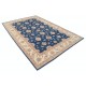Hand Knotted Navy Blue Rug, Ivory Border Wool Area Rug, Traditional Floral Carpet Hand Knotted Navy Blue Rug, Ivory Border Wool Area Rug, Traditional Floral Carpet