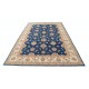 Hand Knotted Navy Blue Rug, Ivory Border Wool Area Rug, Traditional Floral Carpet Hand Knotted Navy Blue Rug, Ivory Border Wool Area Rug, Traditional Floral Carpet