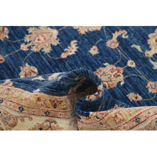 Hand Knotted Navy Blue Rug, Ivory Border Wool Area Rug, Traditional Floral Carpet Hand Knotted Navy Blue Rug, Ivory Border Wool Area Rug, Traditional Floral Carpet