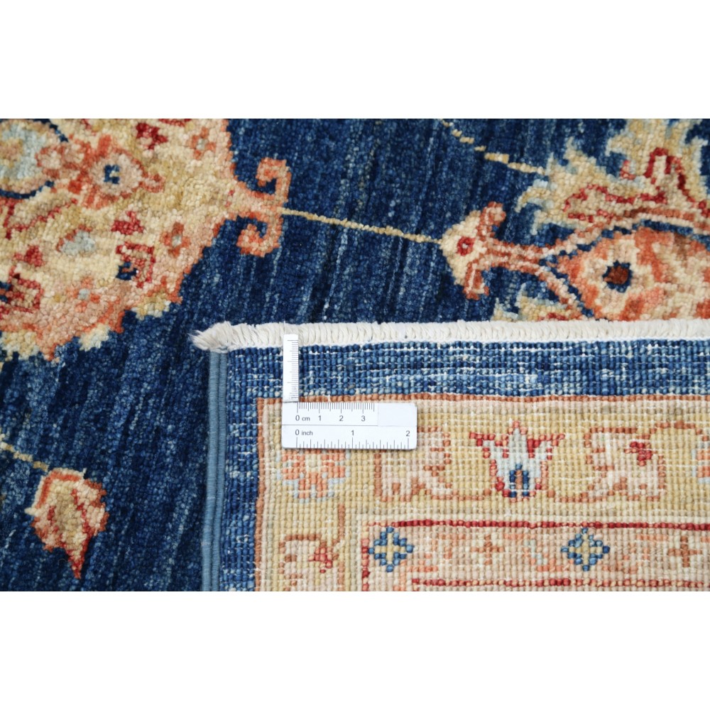 Hand Knotted Navy Blue Rug, Ivory Border Wool Area Rug, Traditional Floral Carpet Hand Knotted Navy Blue Rug, Ivory Border Wool Area Rug, Traditional Floral Carpet