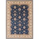 Hand Knotted Navy Blue Rug, Ivory Border Wool Area Rug, Traditional Floral Carpet Hand Knotted Navy Blue Rug, Ivory Border Wool Area Rug, Traditional Floral Carpet
