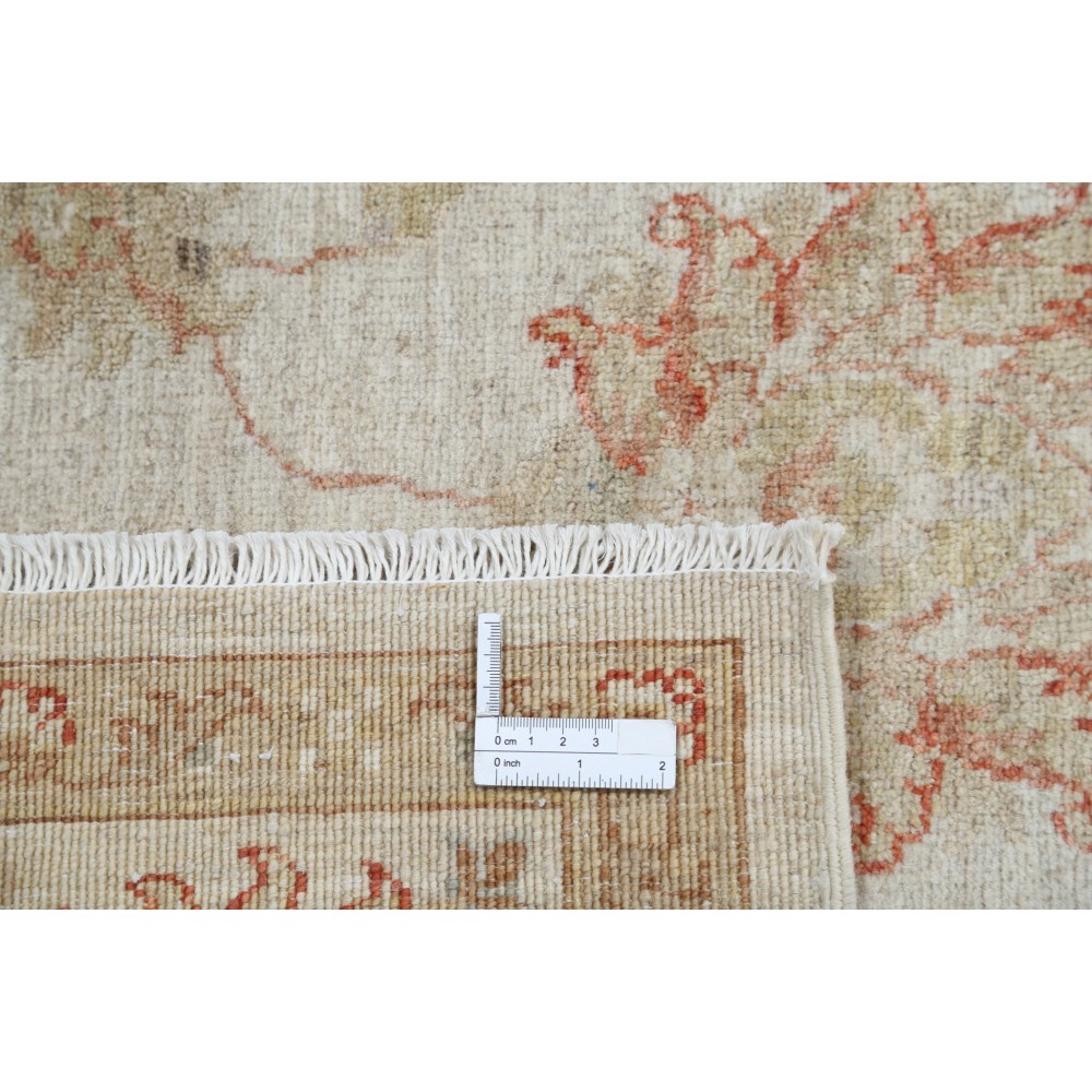 Hand Knotted Beige Wool Oushak Area Rug with All-Over Floral Design Hand Knotted Beige Wool Oushak Area Rug with All-Over Floral Design
