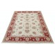 Hand Knotted Oushak Style Area Rug with Red Border and Ivory Field | Wool Floral Carpet Hand Knotted Oushak Style Area Rug with Red Border and Ivory Field | Wool Floral Carpet