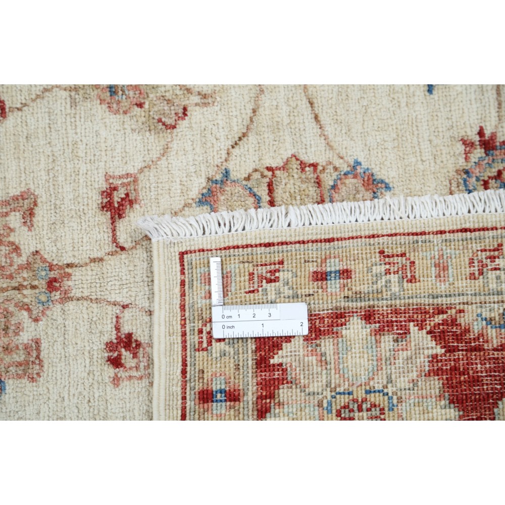 Hand Knotted Oushak Style Area Rug with Red Border and Ivory Field | Wool Floral Carpet Hand Knotted Oushak Style Area Rug with Red Border and Ivory Field | Wool Floral Carpet
