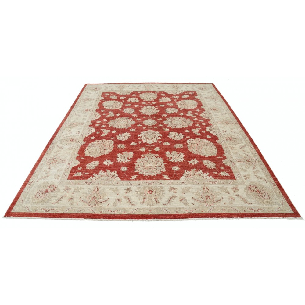 Hand Knotted Floral Turkish Area Rug with Red Field and Ivory Border | Wool Carpet for Home Decor Hand Knotted Floral Turkish Area Rug with Red Field and Ivory Border | Wool Carpet for Home Decor