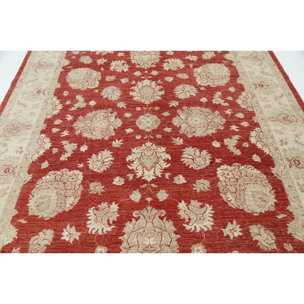 Hand Knotted Floral Turkish Area Rug with Red Field and Ivory Border | Wool Carpet for Home Decor Hand Knotted Floral Turkish Area Rug with Red Field and Ivory Border | Wool Carpet for Home Decor