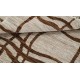 Hand Knotted Ivory and Brown Wool Area Rug | Abstract Linear Small Rug | 100% Wool Hand Knotted Ivory and Brown Wool Area Rug | Abstract Linear Small Rug | 100% Wool