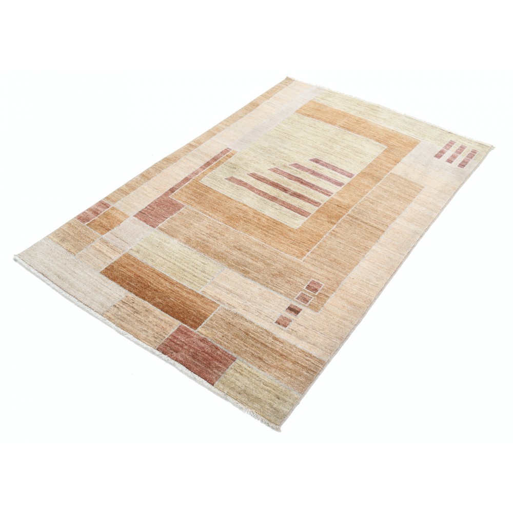 Hand Knotted Beige, Brown and Red Wool Area Rug | Abstract Geometric Design Rug Hand Knotted Beige, Brown and Red Wool Area Rug | Abstract Geometric Design Rug