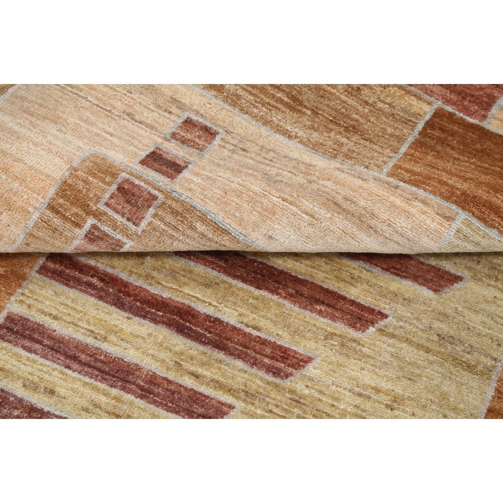 Hand Knotted Beige, Brown and Red Wool Area Rug | Abstract Geometric Design Rug Hand Knotted Beige, Brown and Red Wool Area Rug | Abstract Geometric Design Rug