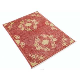Hand Knotted Red and Gold Area Rug | Ornamental Medallion Rug | 100% Wool