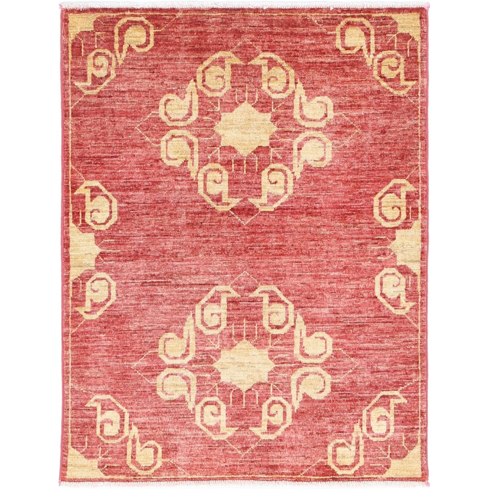 Hand Knotted Red and Gold Area Rug | Ornamental Medallion Rug | 100% Wool Hand Knotted Red and Gold Area Rug | Ornamental Medallion Rug | 100% Wool