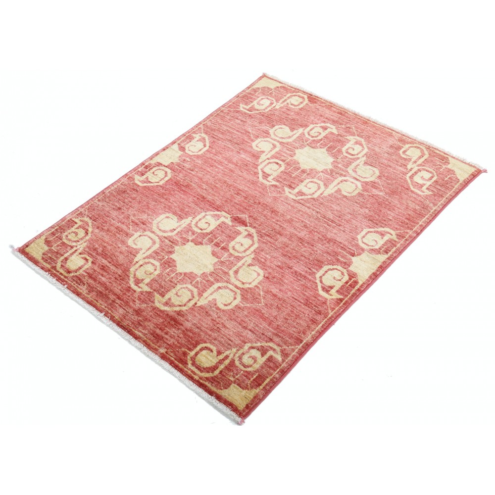 Hand Knotted Red and Gold Area Rug | Ornamental Medallion Rug | 100% Wool Hand Knotted Red and Gold Area Rug | Ornamental Medallion Rug | 100% Wool