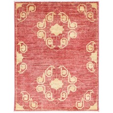 Hand Knotted Red and Gold Area Rug | Ornamental Medallion Rug | 100% Wool