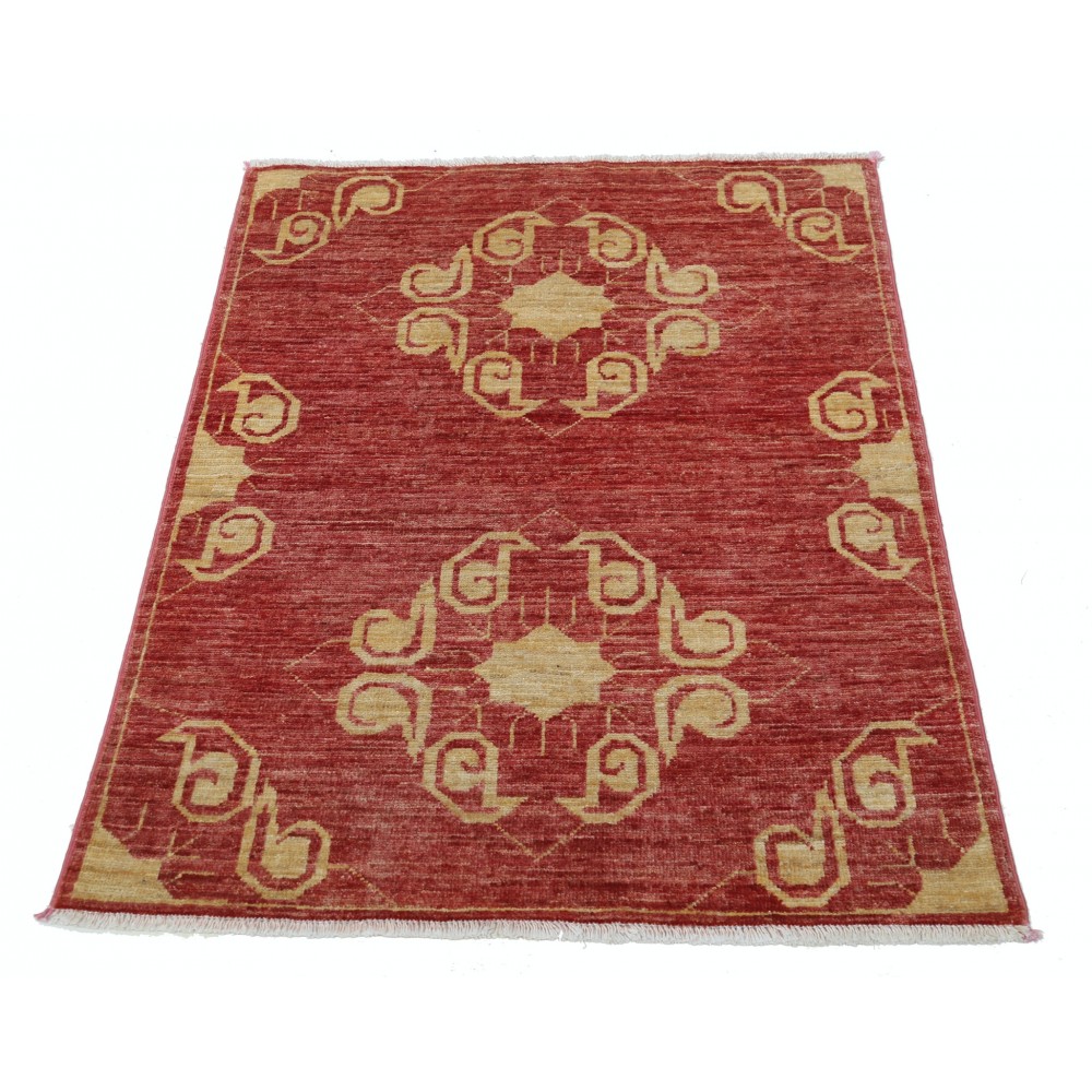 Hand Knotted Red and Gold Area Rug | Ornamental Medallion Rug | 100% Wool Hand Knotted Red and Gold Area Rug | Ornamental Medallion Rug | 100% Wool