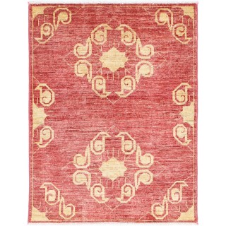 Hand Knotted Red and Gold Area Rug | Ornamental Medallion Rug | 100% Wool