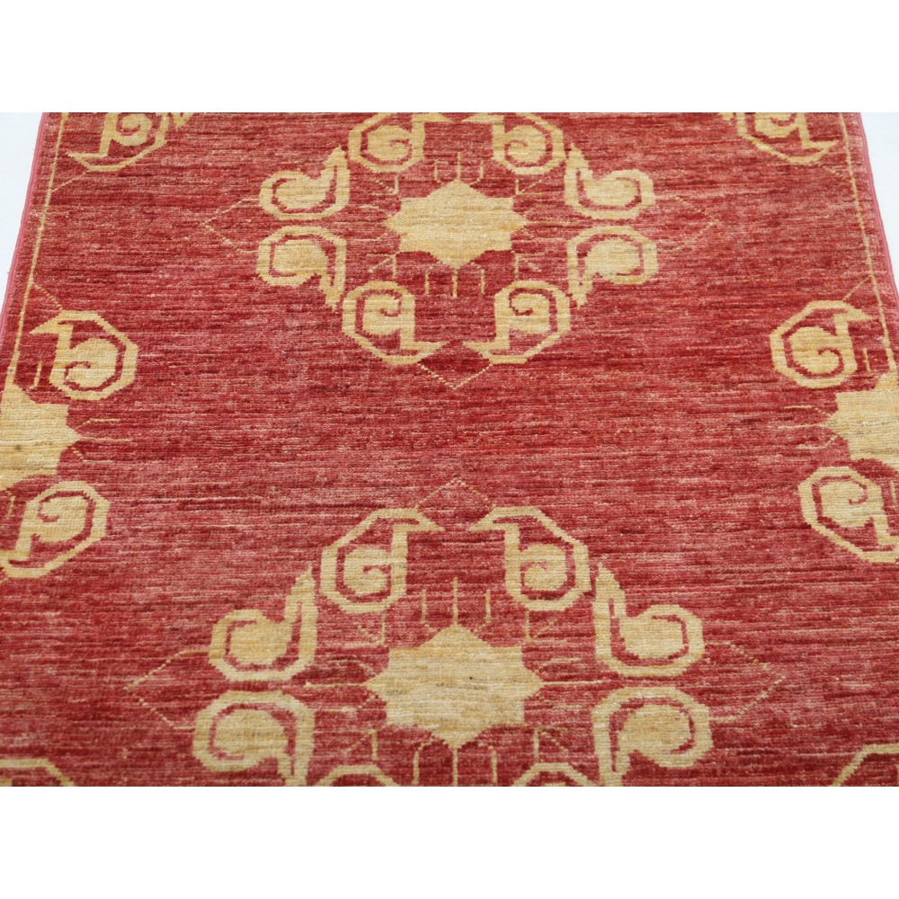 Hand Knotted Red and Gold Area Rug | Ornamental Medallion Rug | 100% Wool Hand Knotted Red and Gold Area Rug | Ornamental Medallion Rug | 100% Wool