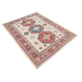 Hand Knotted Beige, Red and Blue Wool Area Rug | Tribal Medallion Accent Rug Hand Knotted Beige, Red and Blue Wool Area Rug | Tribal Medallion Accent Rug