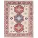 Hand Knotted Beige, Red and Blue Wool Area Rug | Tribal Medallion Accent Rug Hand Knotted Beige, Red and Blue Wool Area Rug | Tribal Medallion Accent Rug