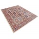 Hand Knotted Red, Light Blue and Ivory Wool Area Rug | Turkish Panel Geometric Design Carpet Hand Knotted Red, Light Blue and Ivory Wool Area Rug | Turkish Panel Geometric Design Carpet