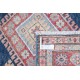 Hand Knotted Navy Blue, Red, Ivory Wool Area Rug | Turkish Geometric Design Rug