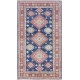 Hand Knotted Navy Blue, Red, Ivory Wool Area Rug | Turkish Geometric Design Rug