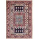 Hand Knotted Red, Navy Blue, Light Blue Wool Area Rug | Geometric Tribal Accent Rug Hand Knotted Red, Navy Blue, Light Blue Wool Area Rug | Geometric Tribal Accent Rug